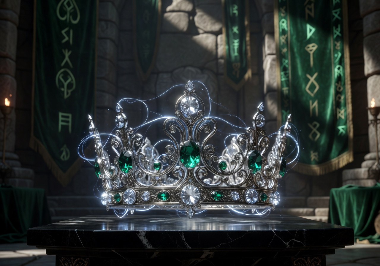 A glowing majestic royal elven crown